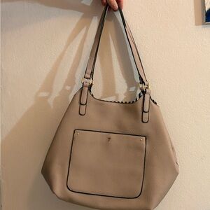 Taupe Leather Tote Bag